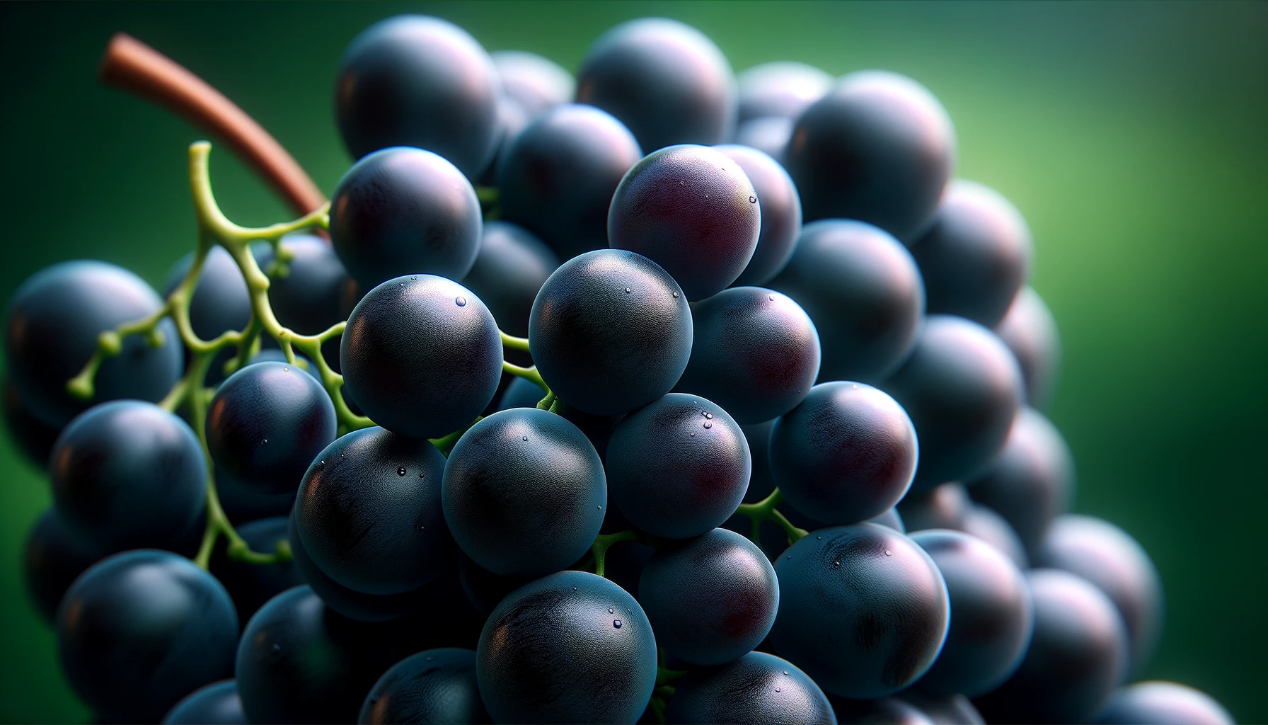 DALL·E 2024-05-23 10.47.34 - Photorealistic stock image of Black Spanish (Lenoir) grapes, closely focused on a cluster of ripe Black Spanish grapes with deep, dark purple to black