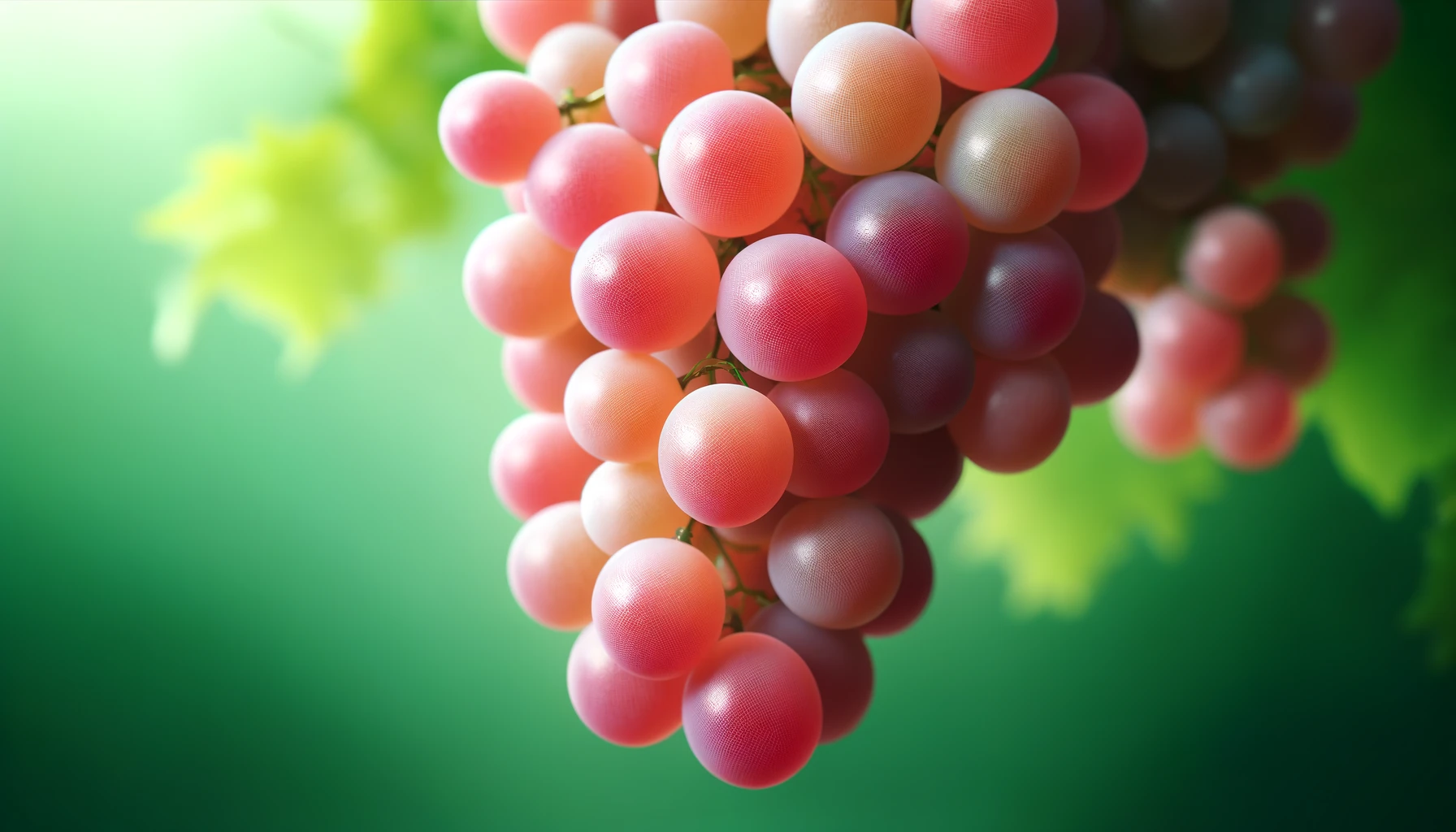 DALL·E 2024-05-23 10.56.28 - Close-up, photorealistic stock image of Cinsault grapes, focusing on a cluster of ripe Cinsault grapes with light red to pink skins. The image should